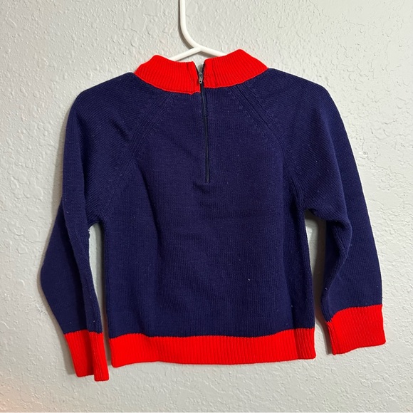 Vintage Retro Knit Train Central Station Sweater, 18-24 months, EUC, Blue & Red - Picture 2 of 4